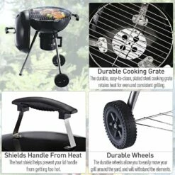 Outsunny Portable Steel Charcoal BBQ Grill With Wheels And Lid -OUTSUNNY Shop 1624015728 15282500