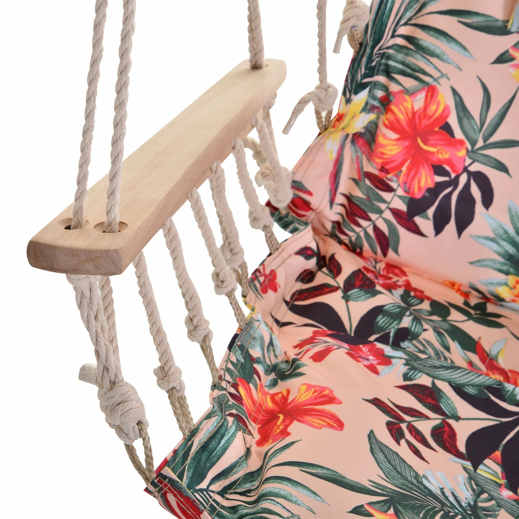 Outsunny Hanging Rope Frame Hammock Chair - Floral 10 Outsunny Hanging Rope Frame Hammock Chair - Floral - Image 8