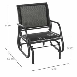 Outsunny Outdoor Gliding Swing Chair Garden Seat W/ Mesh Seat Curved Back Steel Frame Armrests Comfortable Lounge Furniture Dark Grey Black -OUTSUNNY Shop 1624016066 56342800 ee9dfbfb 4ba9 4f41 a17d 444defd6c3a3