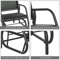 Outsunny Outdoor Gliding Swing Chair Garden Seat W/ Mesh Seat Curved Back Steel Frame Armrests Comfortable Lounge Furniture Dark Grey Black -OUTSUNNY Shop 1624016082 12892600 0ac420e6 06fa 4898 b850 81604e613151