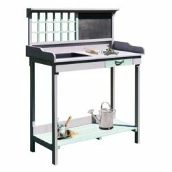 HOMCOM Fir Wood Potting Table 92Lx42.5Wx119.5H Cm Grey 14 HOMCOM Fir Wood Potting Table 92Lx42.5Wx119.5H Cm Grey -OUTSUNNY Shop 1624016097 93735600