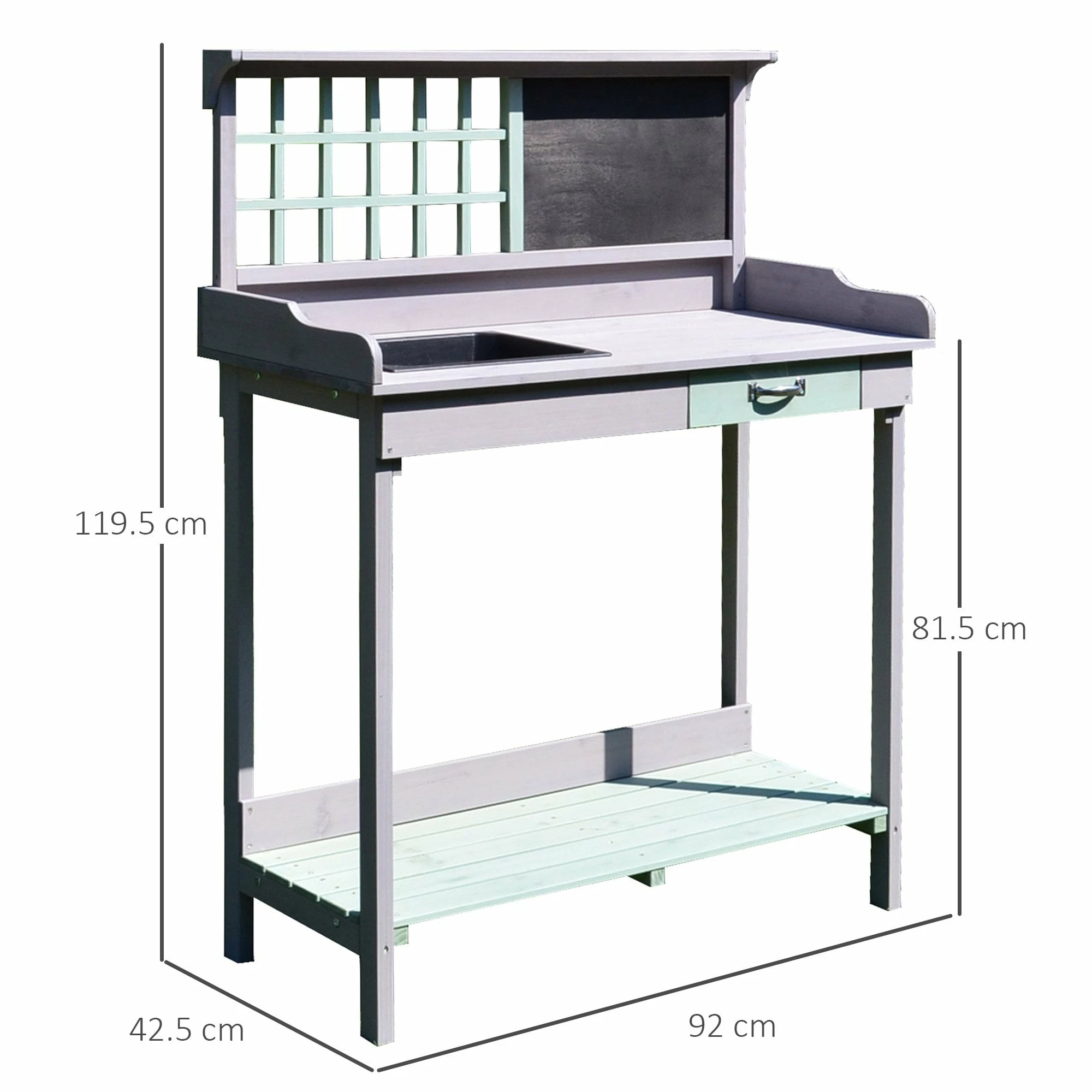 HOMCOM Fir Wood Potting Table 92Lx42.5Wx119.5H Cm Grey 8 HOMCOM Fir Wood Potting Table 92Lx42.5Wx119.5H Cm Grey - Image 6