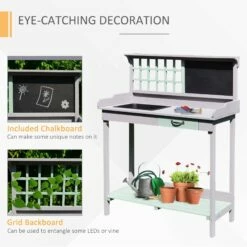 HOMCOM Fir Wood Potting Table 92Lx42.5Wx119.5H Cm Grey 17 HOMCOM Fir Wood Potting Table 92Lx42.5Wx119.5H Cm Grey -OUTSUNNY Shop 1624016112 32177100