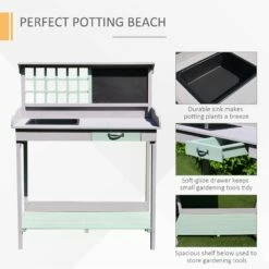 HOMCOM Fir Wood Potting Table 92Lx42.5Wx119.5H Cm Grey 18 HOMCOM Fir Wood Potting Table 92Lx42.5Wx119.5H Cm Grey -OUTSUNNY Shop 1624016115 92757800