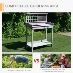 HOMCOM Fir Wood Potting Table 92Lx42.5Wx119.5H Cm Grey 19 HOMCOM Fir Wood Potting Table 92Lx42.5Wx119.5H Cm Grey -OUTSUNNY Shop 1624016119 73056000