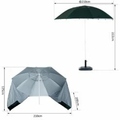 Outsunny Beach Canopy Parasol With Side Panels 2 M- Green -OUTSUNNY Shop 1624016134 30687900
