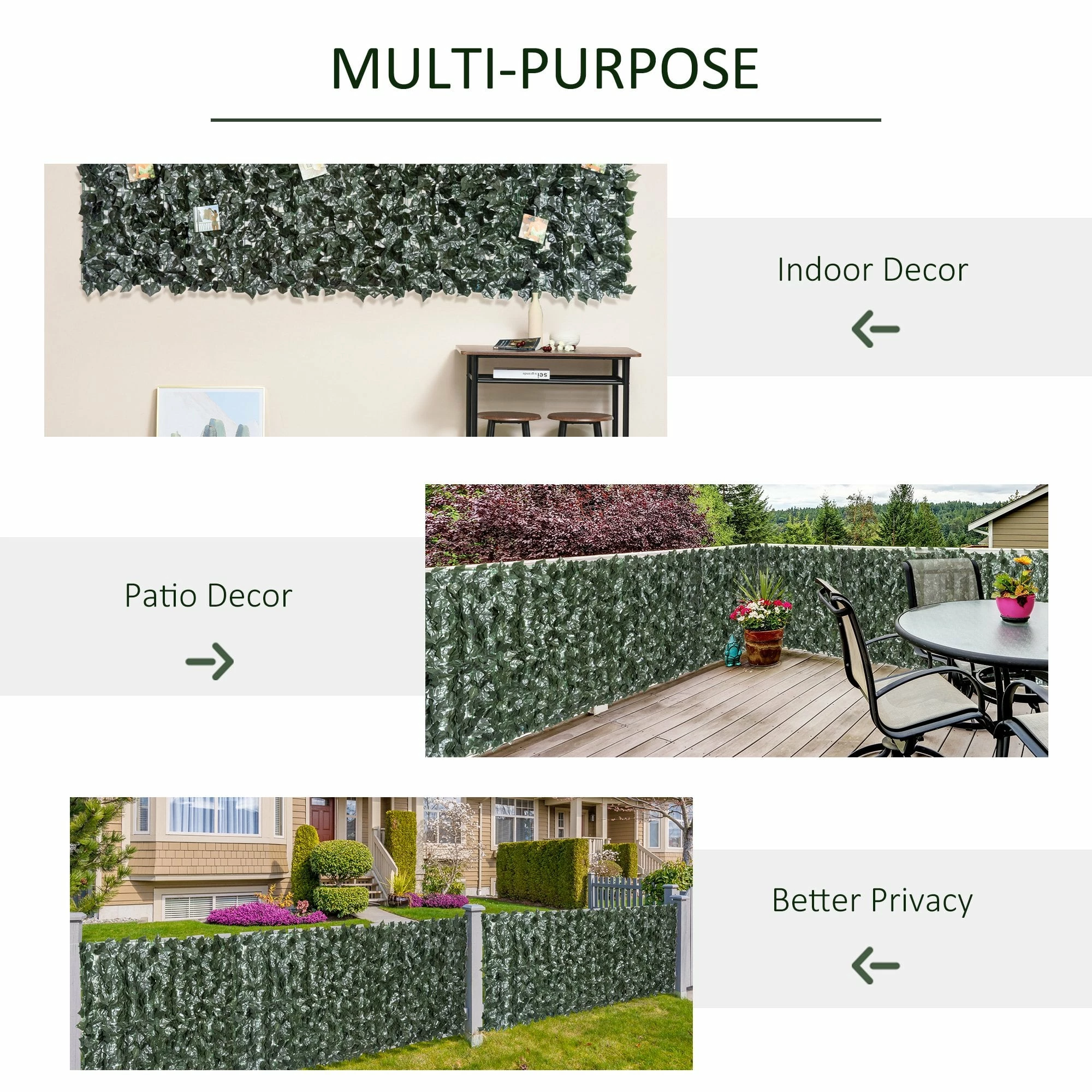 Outsunny Artificial Leaf Trellis - Dark Green 2.4m X 1m 9 Outsunny Artificial Leaf Trellis - Dark Green 2.4m X 1m - Image 7