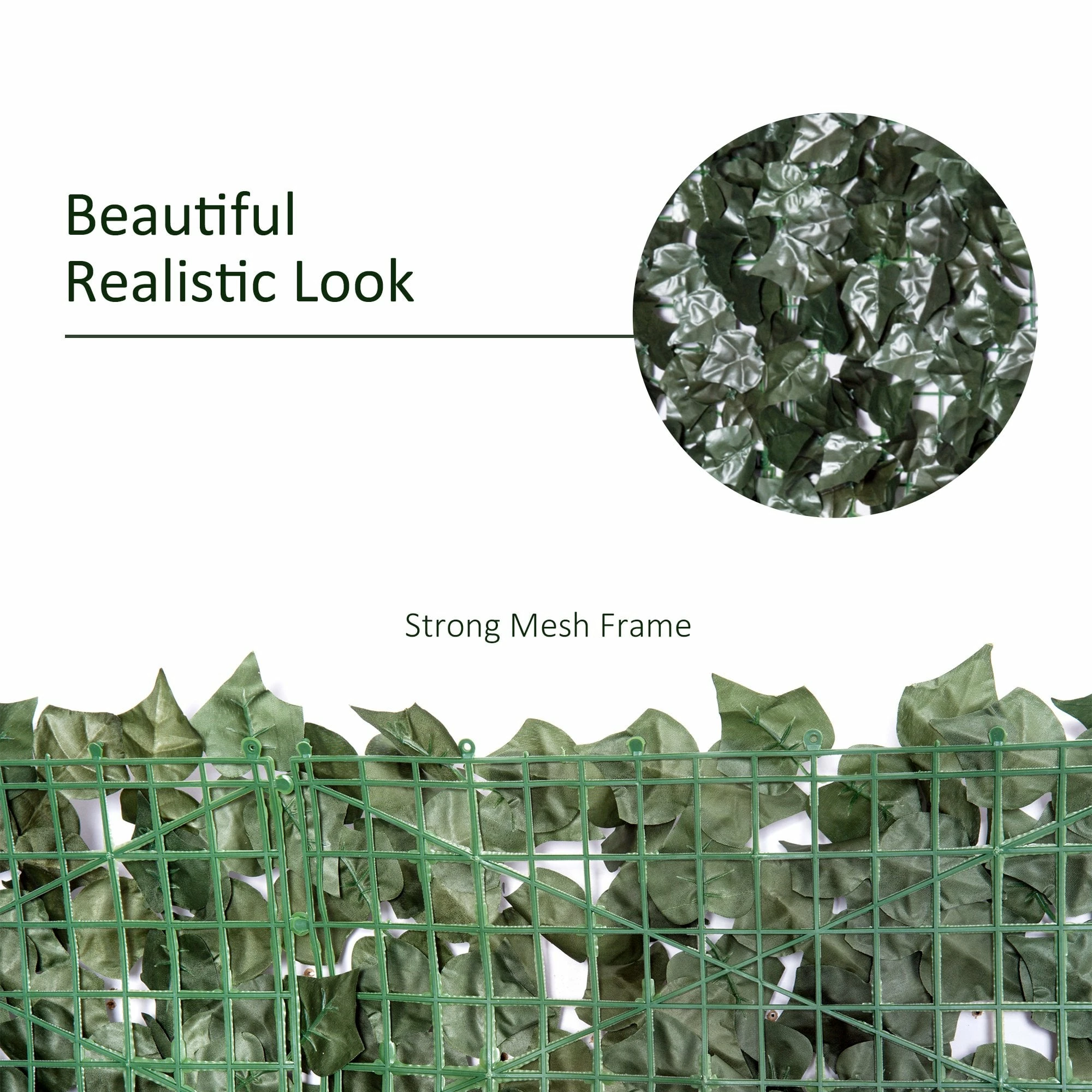 Outsunny Artificial Leaf Trellis - Dark Green 2.4m X 1m 10 Outsunny Artificial Leaf Trellis - Dark Green 2.4m X 1m - Image 8