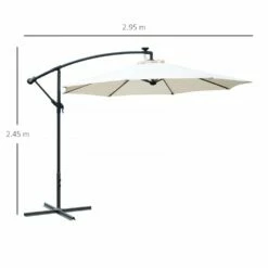 Outdoor Umbrella Parasol With LED Solar Lights - Cream -OUTSUNNY Shop 1624026162 44951400