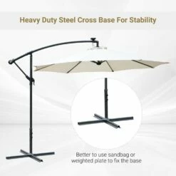 Outdoor Umbrella Parasol With LED Solar Lights - Cream -OUTSUNNY Shop 1624026167 40593500