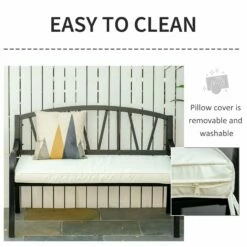 Outsunny-2 Seater Outdoor Bench Cushion - White -OUTSUNNY Shop 1624028761 06628200 e7bca100 4ceb 4d25 87c4 481908f2a654