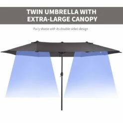 Outsunny 4.6m Garden Parasol Double-Sided Sun Umbrella Patio Market Shelter Canopy Shade Outdoor Grey -OUTSUNNY Shop 1624029833 11830200 31720792 64cb 4acd 81a6 38cfe21fce96