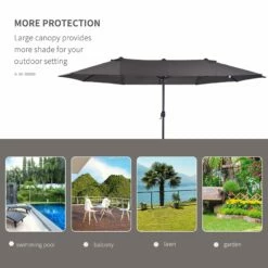 Outsunny 4.6m Garden Parasol Double-Sided Sun Umbrella Patio Market Shelter Canopy Shade Outdoor Grey -OUTSUNNY Shop 1624029842 01574300 185b397d 2810 46a4 8ce3 b1b8613574f5