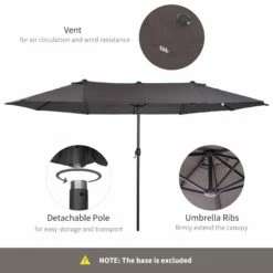 Outsunny 4.6m Garden Parasol Double-Sided Sun Umbrella Patio Market Shelter Canopy Shade Outdoor Grey -OUTSUNNY Shop 1624029845 95902300 0129b7c5 76d2 41a3 a725 adbedf002443
