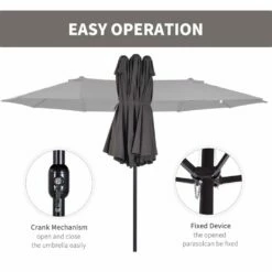 Outsunny 4.6m Garden Parasol Double-Sided Sun Umbrella Patio Market Shelter Canopy Shade Outdoor Grey -OUTSUNNY Shop 1624029847 32942400 2c771e9b ab36 47da a6ff cf5ef905cb2a