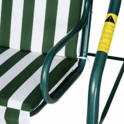 Outsunny 3 Seater Canopy Swing Chair Outdoor Garden Bench With Adjustable Canopy And Metal Frame - Green Stripes -OUTSUNNY Shop 1624030174 04596000