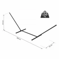 Outsunny Extra-Long Hammock Stand 3.6m - Black -OUTSUNNY Shop 1624030247 70599700