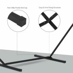 Outsunny Extra-Long Hammock Stand 3.6m - Black -OUTSUNNY Shop 1624030260 81162900