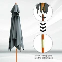 Oasis 3 M X 3 M Double Tier Wooden Umbrella Parasol - Dark Grey -OUTSUNNY Shop 1624030646 24288400