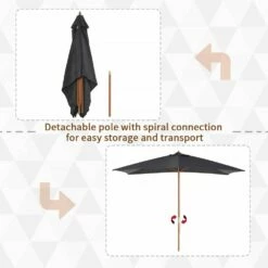 Outsunny 2.5 M Square Wood Umbrella Parasol - Dark Grey -OUTSUNNY Shop 1624030801 29059800 30429bbb 5f57 4004 947d 9bda7a9d4178