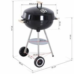 Outsunny Portable Round Charcoal Grill BBQ - Black -OUTSUNNY Shop 1624031109 63698800