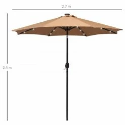 Outsunny 24 LED Solar Powered Parasol Umbrella-Brown 13 Outsunny 24 LED Solar Powered Parasol Umbrella-Brown -OUTSUNNY Shop 1624031159 98710800