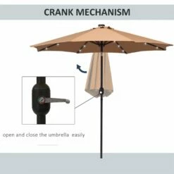 Outsunny 24 LED Solar Powered Parasol Umbrella-Brown 19 Outsunny 24 LED Solar Powered Parasol Umbrella-Brown -OUTSUNNY Shop 1624031174 08833400