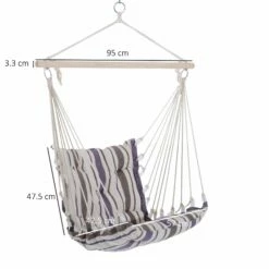 Outsunny Hanging Hammock Swing Chair - Brown/White Stripes -OUTSUNNY Shop 1624031201 34833000
