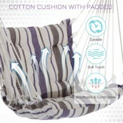 Outsunny Hanging Hammock Swing Chair - Brown/White Stripes -OUTSUNNY Shop 1624031217 79020400