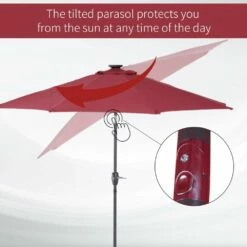 Oasis Garden Umbrella Parasol With LED Solar Lights - Wine Red 17 Oasis Garden Umbrella Parasol With LED Solar Lights - Wine Red -OUTSUNNY Shop 1624031401 13686200 b5aa8021 90c6 45af 9366 0439ffba0fa4