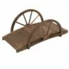 Outsunny Wooden Garden Bridge Lawn Décor Stained Finish Arc Outdoor Pond WalkwayYard Decoration Half Wheeled Railings 100L X 50W X 37Hcm