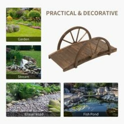 Outsunny Wooden Garden Bridge Lawn Décor Stained Finish Arc Outdoor Pond WalkwayYard Decoration Half Wheeled Railings 100L X 50W X 37Hcm 17 Outsunny Wooden Garden Bridge Lawn Décor Stained Finish Arc Outdoor Pond WalkwayYard Decoration Half Wheeled Railings 100L X 50W X 37Hcm -OUTSUNNY Shop 1624031435 74936500