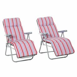 Outsunny Lounger Set - Red/White