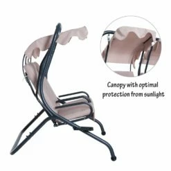 Outsunny-2 Seater Steel Swing Bench - Beige -OUTSUNNY Shop 1624031814 88048000