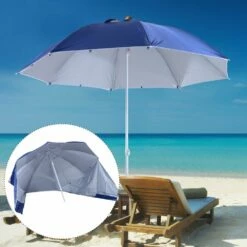 Oasis 2 M Beach Canopy Parasol With Side Panels - Blue -OUTSUNNY Shop 1624031878 37517000
