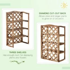 3 Tier Wooden Flower Stand -OUTSUNNY Shop 1624032068 03365700