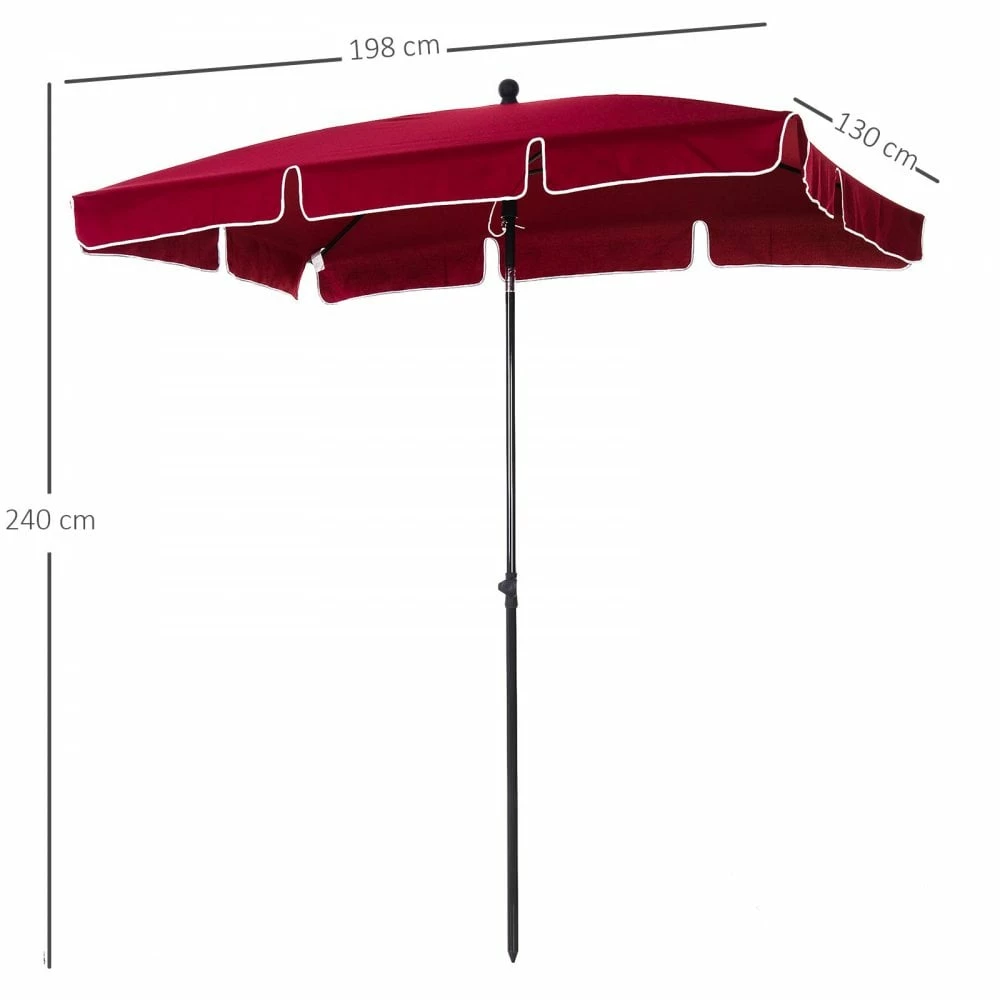 Outsunny Garden Parasol ,Sun Shade Canopy 2 X 1.3m - Red 5 Outsunny Garden Parasol ,Sun Shade Canopy 2 X 1.3m - Red - Image 3
