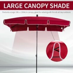 Outsunny Garden Parasol ,Sun Shade Canopy 2 X 1.3m - Red 16 Outsunny Garden Parasol ,Sun Shade Canopy 2 X 1.3m - Red -OUTSUNNY Shop 1624269924 16203000