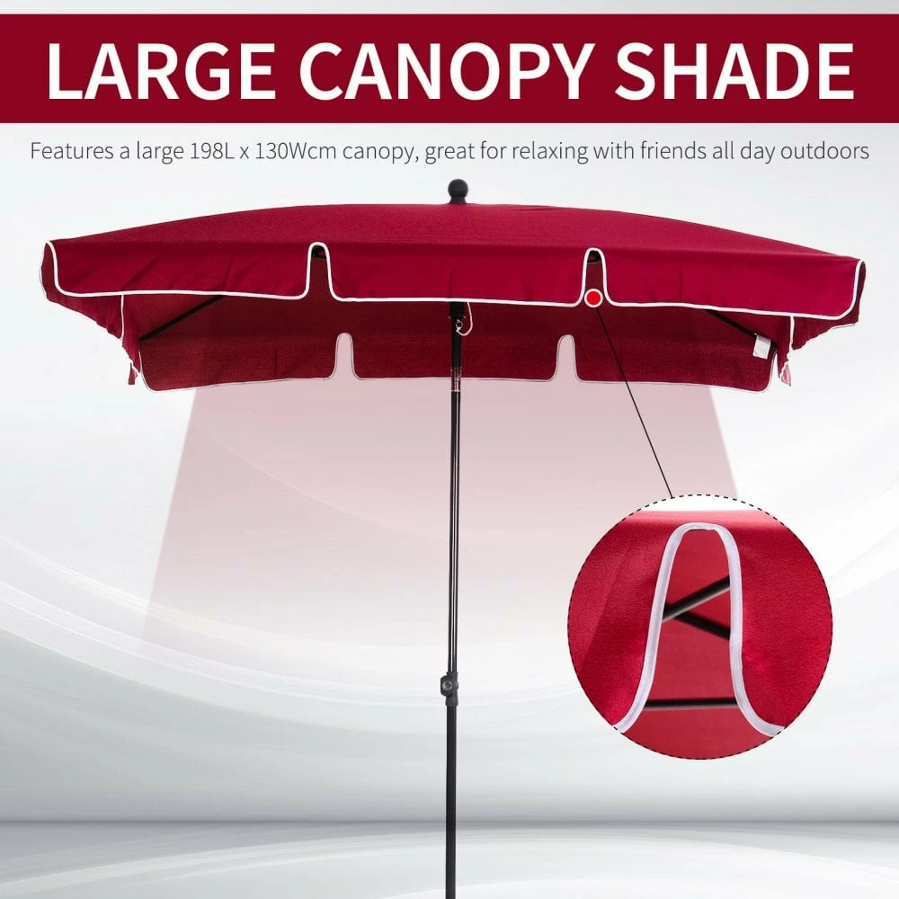 Outsunny Garden Parasol ,Sun Shade Canopy 2 X 1.3m - Red 6 Outsunny Garden Parasol ,Sun Shade Canopy 2 X 1.3m - Red - Image 4