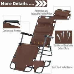 Outsunny 2 In1 Metal Frame Sun Lounger With Pillow - Brown -OUTSUNNY Shop 1624270096 31034700 c6ef5a70 5b0f 41c8 8a4a 7883471e818f