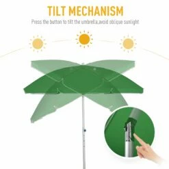 Oasis 1.9 M Beach Umbrella Parasol With Ajustable Angle And Carry Bag - Green -OUTSUNNY Shop 1624274810 63332600