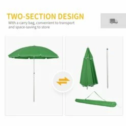 Oasis 1.9 M Beach Umbrella Parasol With Ajustable Angle And Carry Bag - Green -OUTSUNNY Shop 1624274813 94074300
