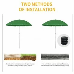 Oasis 1.9 M Beach Umbrella Parasol With Ajustable Angle And Carry Bag - Green -OUTSUNNY Shop 1624274820 54240200