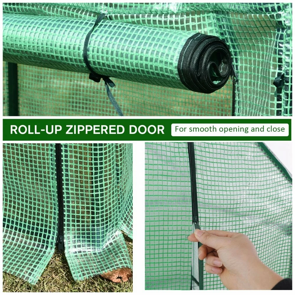 Steel Frame Mesh Cover Greenhouse - Green 8 Steel Frame Mesh Cover Greenhouse - Green - Image 6