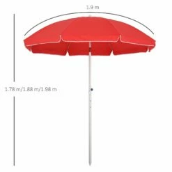 Oasis 1.9 M Beach Umbrella Parasol With Ajustable Angle And Carry Bag - Red -OUTSUNNY Shop 1624274873 87525000