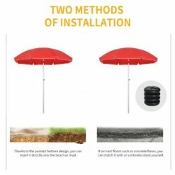 Oasis 1.9 M Beach Umbrella Parasol With Ajustable Angle And Carry Bag - Red -OUTSUNNY Shop 1624274886 00663100