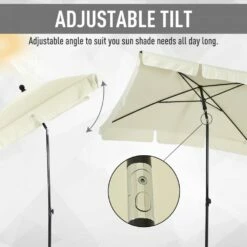 Oasis Rectangular Patio Umbrella Parasol With Tilt - Cream -OUTSUNNY Shop 1624274935 73050000