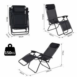 Outsunny Zero Gravity Sun Lounger With Pillow - Black 15 Outsunny Zero Gravity Sun Lounger With Pillow - Black -OUTSUNNY Shop 1624274942 14960400