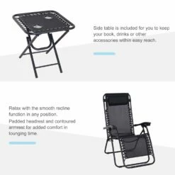 Outsunny Zero Gravity Sun Lounger With Pillow - Black 17 Outsunny Zero Gravity Sun Lounger With Pillow - Black -OUTSUNNY Shop 1624274945 57157400