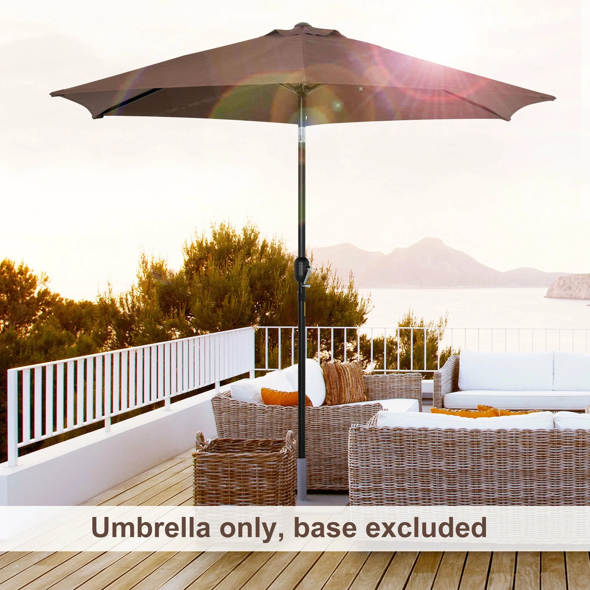 Outsunny Adjustable Tilt Crank Garden Parasol 2.7 M - Coffee 4 Outsunny Adjustable Tilt Crank Garden Parasol 2.7 M - Coffee - Image 2